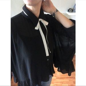 Rinascimento Black Ruffle Bottom Blouse